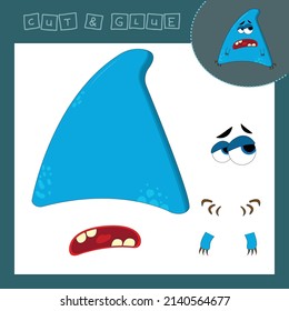 Children's paper puzzle with a monsters. Baby education cut and paste applique for preschool age.
