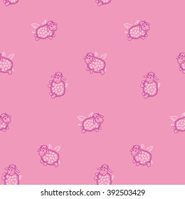 Children's pattern with animals. Flying sheep. Light and beautiful pattern. Drawing for fabric, wrapping paper, wallpaper. For children's bedroom and bed.
