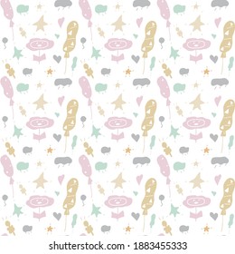 children's pattern with balloons, stars
