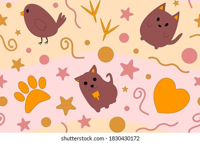 pájaro canino de gato con patrón infantil