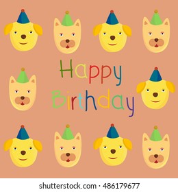 children's pattern cat and dog.  kids happy birthday,happy animals 