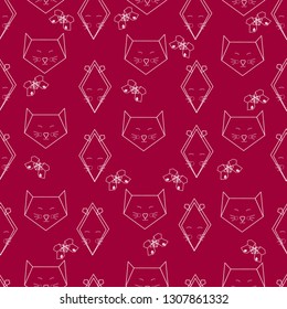 Children's pattern cats mice. Origami. Positive illustration for baby textiles, scrapbooking. 