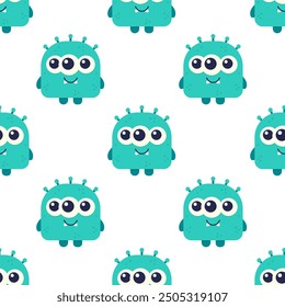 Children's pattern with a cute monster. Vector seamless pattern