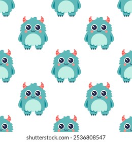 Children's pattern with a cute monster. Vector seamless pattern