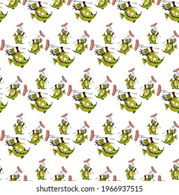 
Children's pattern with dragons for textiles and printing.