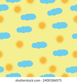 children's pattern in the form of sky, clouds and sun