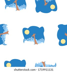 Children's pattern of giraffes, clouds, sun and sky