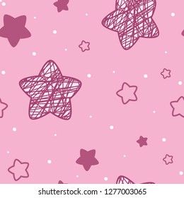 children's pattern for girls, pink stars background