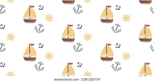 Children's pattern in a marine style. Perfect for printing on fabric and paper. Children's textiles and vinyl wallpaper.