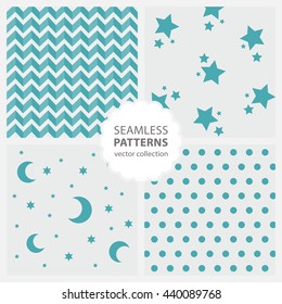 Children's pattern with moon and stars