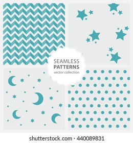 Children's pattern with moon and stars