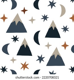 children's pattern mountains with snow