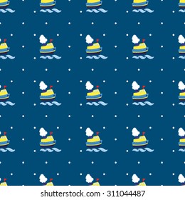 Children's pattern with ship. Endless texture. Seamless pattern can be used for textile, wallpaper, wrapping paper, web design.