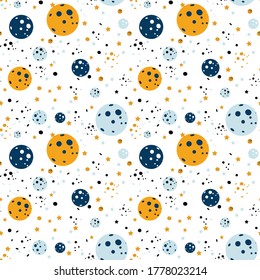 
Children's pattern space. Planets in space. Star and planet pattern. Heavenly pattern on a white background. Pattern for children's fabrics. Multi-colored boy drawing. Textiles for children's product