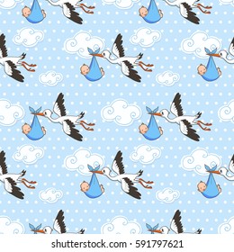 children's pattern. Stork brings baby