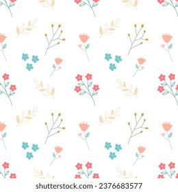 children's pattern in summer style with colorful flowers, for linen, vector illustration	