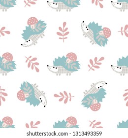Children's pattern vector illustration hedgehog
