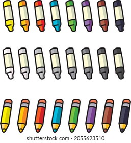 children's pencils and kerons in different colors of the spectrum