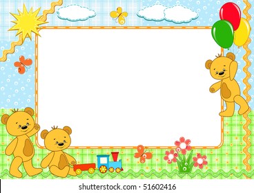 Children's photo framework. Bears. Handmade. Vector  illustration.