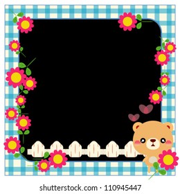 Children's photo framework - cartoon bear and flowers