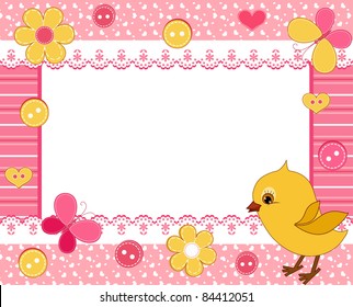 Children's photo framework. Chick. Vector  illustration.