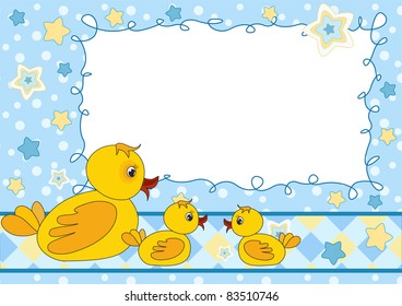 Children's photo framework. Duck. Vector  illustration.