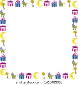 Children's photo framework. Giraffe and train. Vector illustration.
