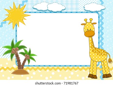 Children's photo framework. Giraffe. Vector  illustration.