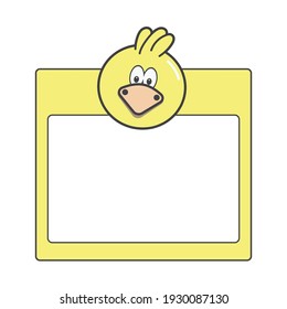 Marco fotográfico infantil. Ilustración vectorial de polluelo.