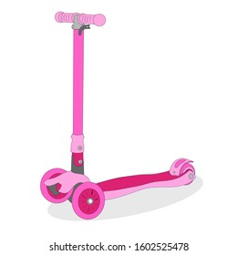 children's pink scooter for girls, vector illustration on a white background.