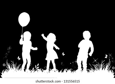 Children's play in the meadow