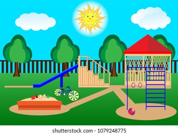 children's playground. Curtoon, flat design. Vector Illustration