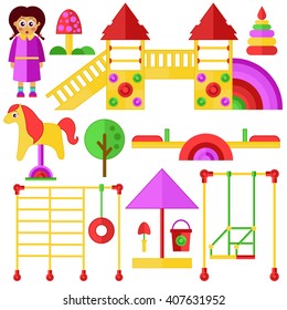 Children's playground flat vector illustration.