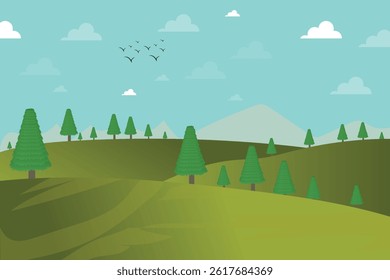 Children's playground green background, winter season landscape nature concept, vector illustration design