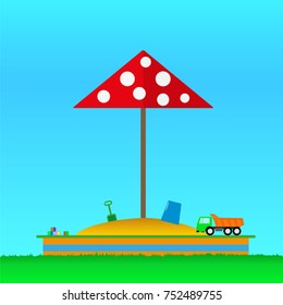 Children's playground, sandbox.