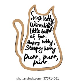 children's poem about a kitten, inscribed in the vector shape of a cat