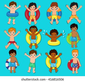Children's Pool Party isolated on background. Vector Illustration.