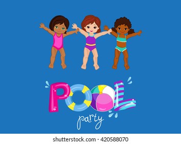 Children's Pool Party isolated on background. Vector Illustration.