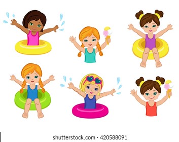 Children's Pool Party isolated on background. Vector Illustration.