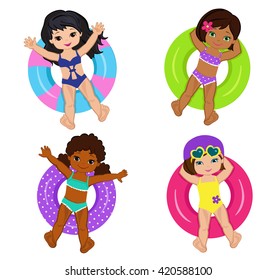 Children's Pool Party isolated on background. Vector Illustration.