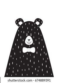 A children's poster with a picture of Papa bear in the Scandinavian style. Vector illustration in flat design