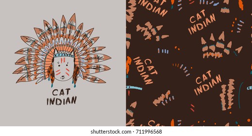 children's print cat Indian
