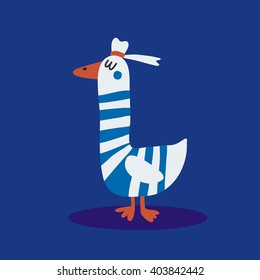 Children's print with cute goose