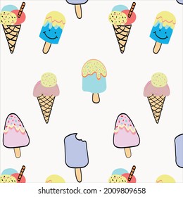 Impresión para niños con helado, tela divertida con helado diferente