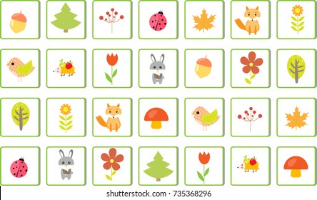  children's puzzle game find two identical vector