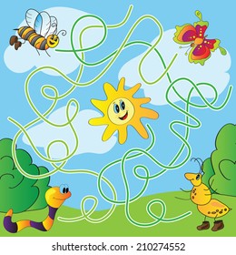 Children's puzzle - maze - vector illustration