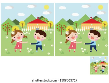 Children's puzzles, find 10 differences. Educational game for children. children play around at home