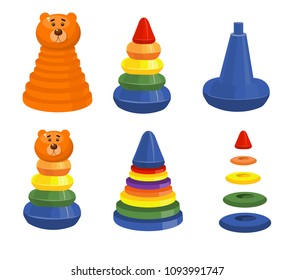 children's pyramid, developing toy, vector