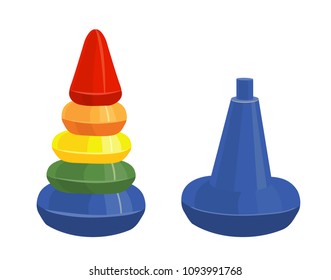 children's pyramid, developing toy, vector