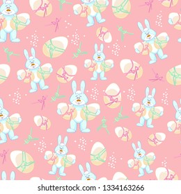 Seamless Pattern Bunny Girl Vector Textile Stock Vector (Royalty Free ...